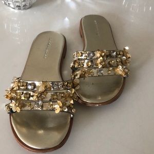 Zara Gold Flip Flops